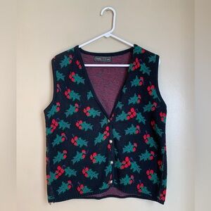 Vintage Christmas holiday sweater vest  dominic and marie made in the usa